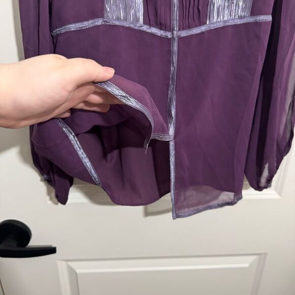 Sundance Purple Sheer Long Sleeve Layered Blouse - Picture 3 of 5